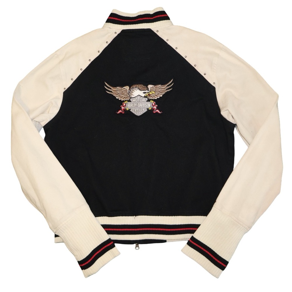 Y2K Harley-Davidson women’s varsity-style bomber jacket. Size‎ L.
